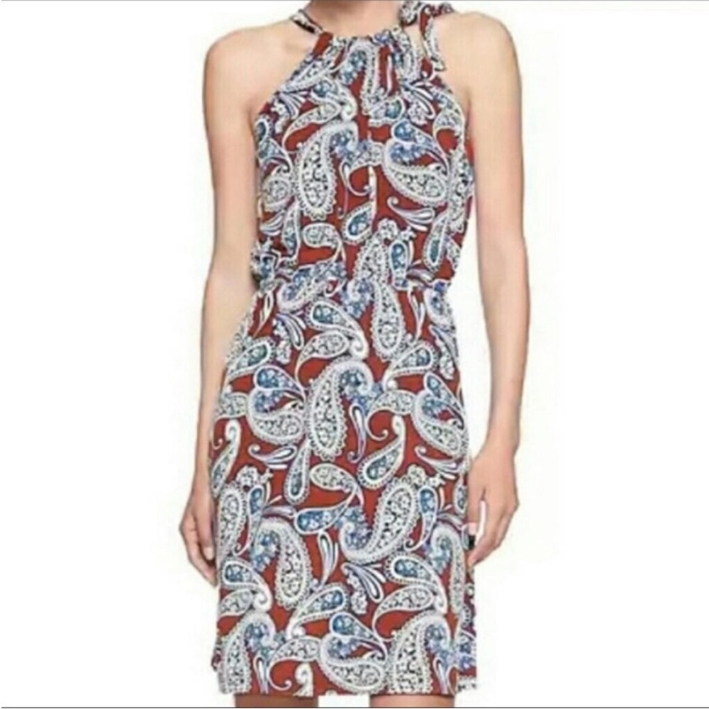NWT Banana Republic Factory Paisley Tie-Neck Halter Dress 💥
